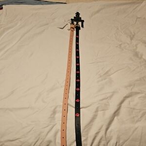 Madden Girl Black and Pink Belts with Red Accents